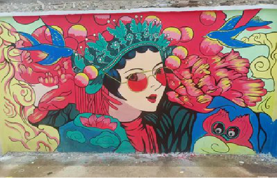 松潘墙体彩绘-网红墙